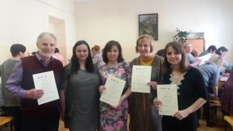 Зліва направо: професор Мирослав Савчин, доктор Катерина Клімковська, доценти Леся Василенко,Марія Заміщак, Світлана Заболоцька